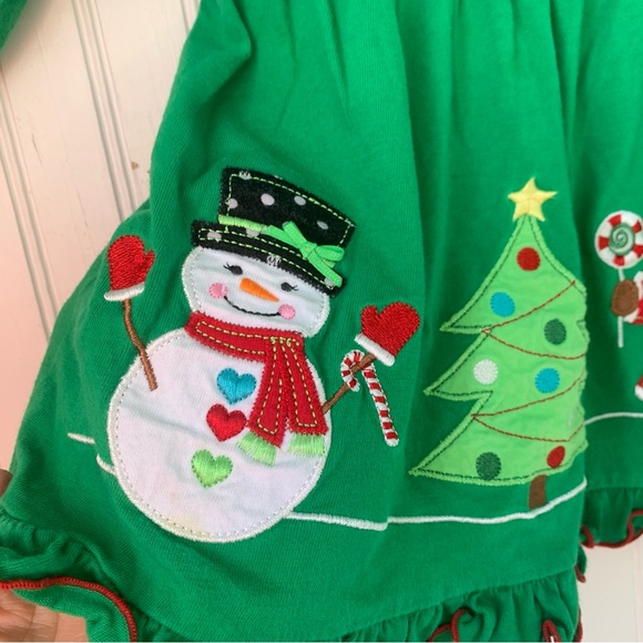 Sophie Rose (3T) Festive Green Holiday Dress with Red Accents - Picture 3 of 8